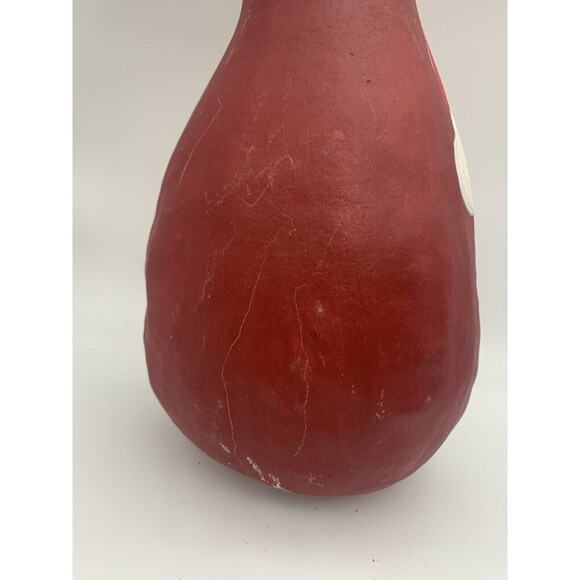Vintage Hand Painted Red Christmas Santa Gourd Santa Signed 16” Tall - Picture 5 of 6